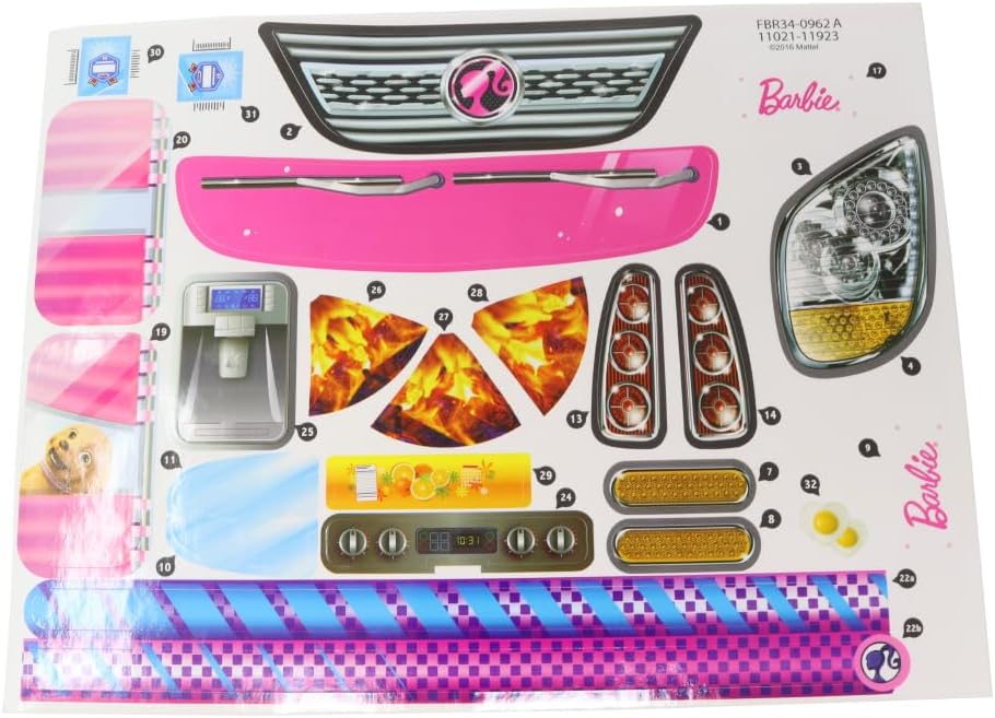 Barbie Replacement Parts Camper Playset - FBR34 ~ Replacement Labels / Stickers ~ Set B