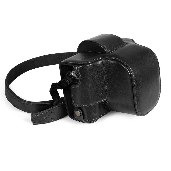 MegaGear Ever Ready Echtleder-Kameratasche kompatibel mit Nikon Z fc (16-50 mm) (Black), MG2010, Sch