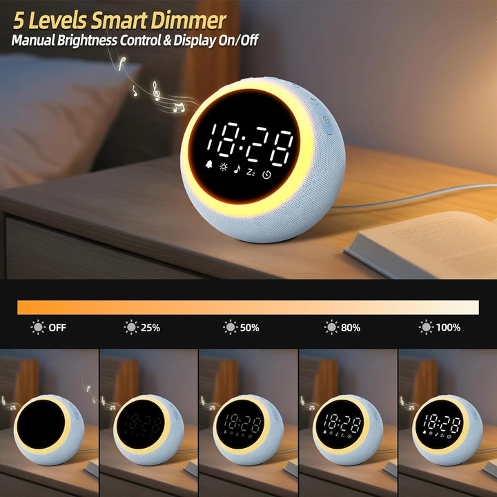 Smart Digital Wecker mit 25 Entspannungstönen, Nachtlicht, Schlummertaste, Timer & Einstellbarer Lau