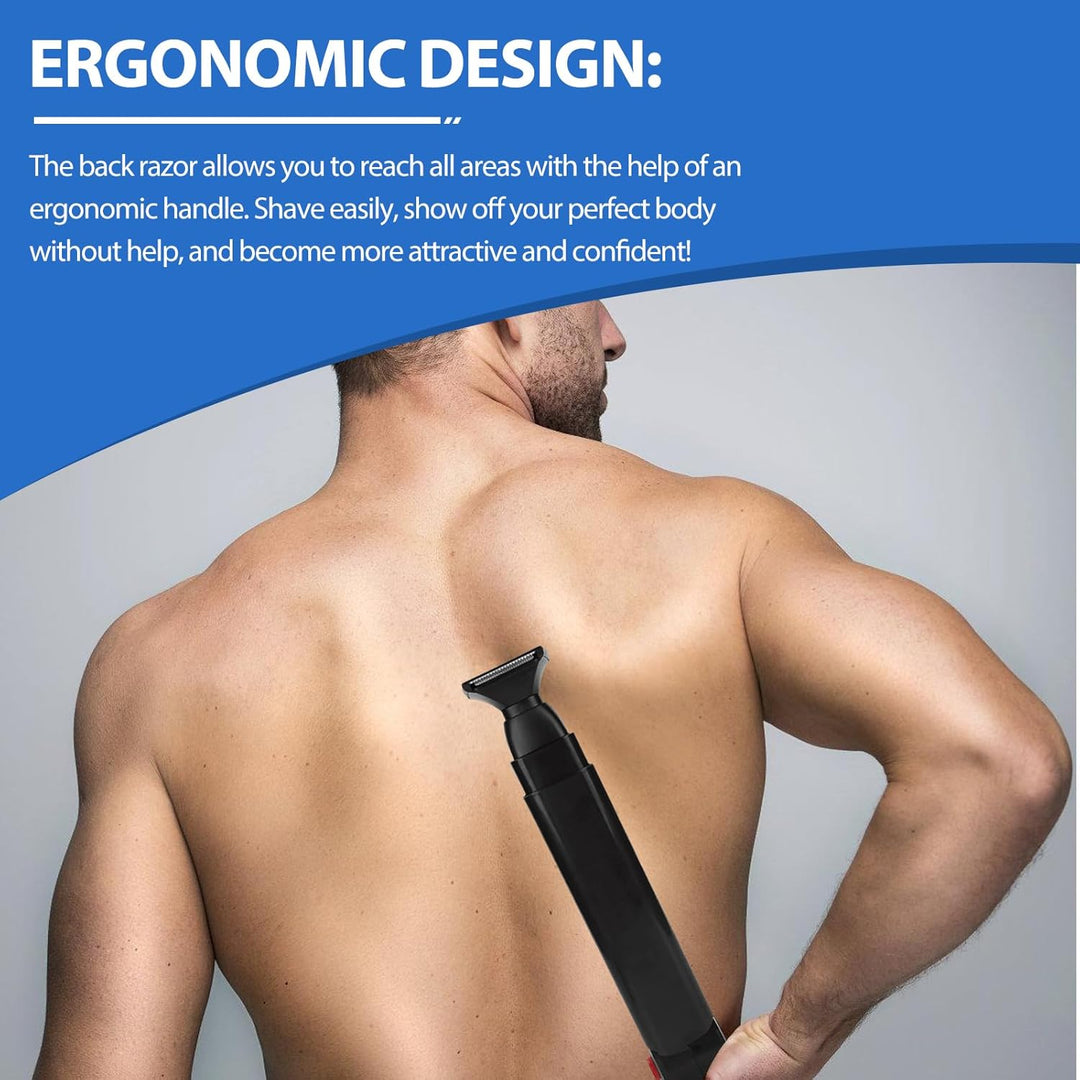 Elektrischer Rückenrasierer Herren, Körpertrimmer für Männer mit Langer Griff für Gesichts-, Arm-, K