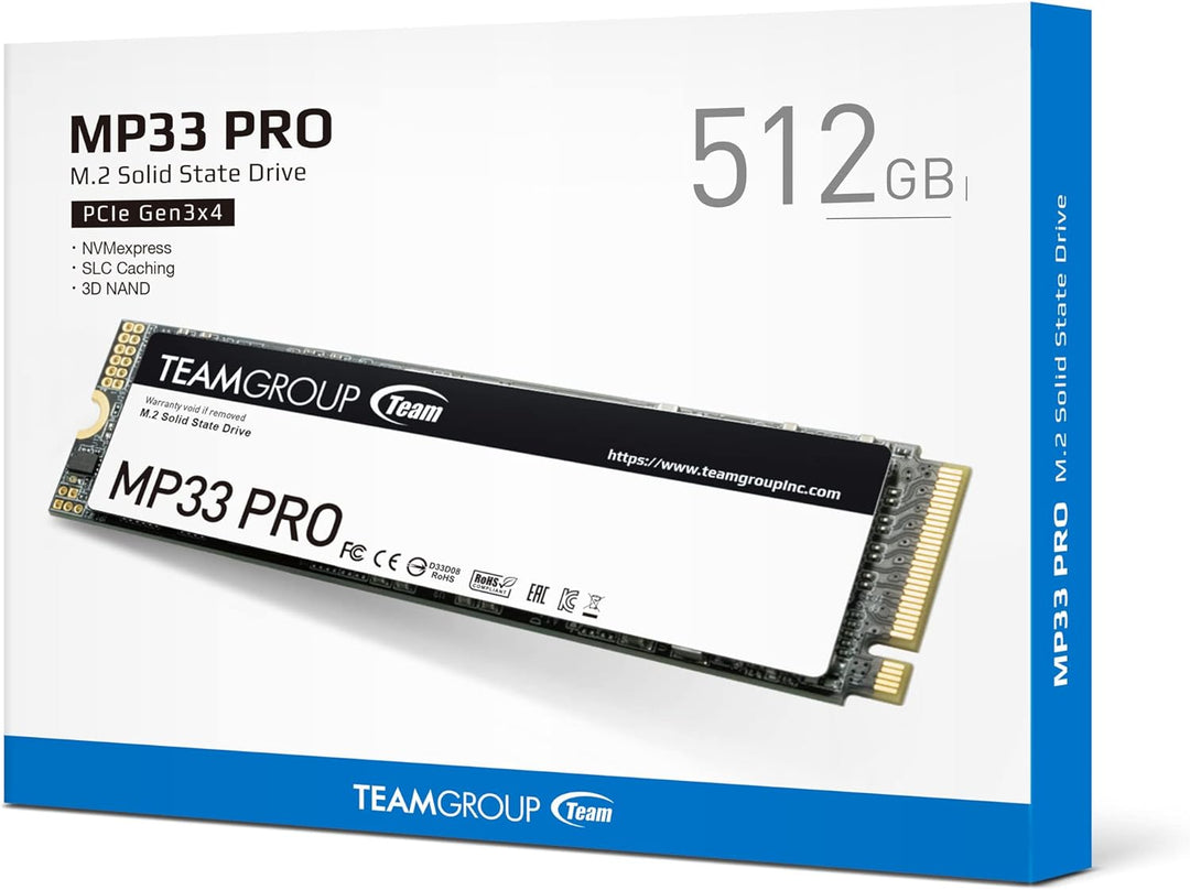 TEAMGROUP MP33 PRO 512 GB M.2 PCIe 2280 NVMe 1.3 interne SSD, bis zu 2100 MB/s Gen3x4 Solid State Dr