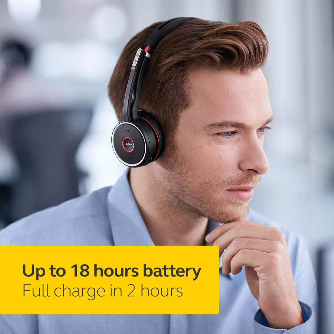 Jabra Evolve 75 MS Wireless Stereo On-Ear Headset - Microsoft zertifizierte Kopfhörer mit langlebige