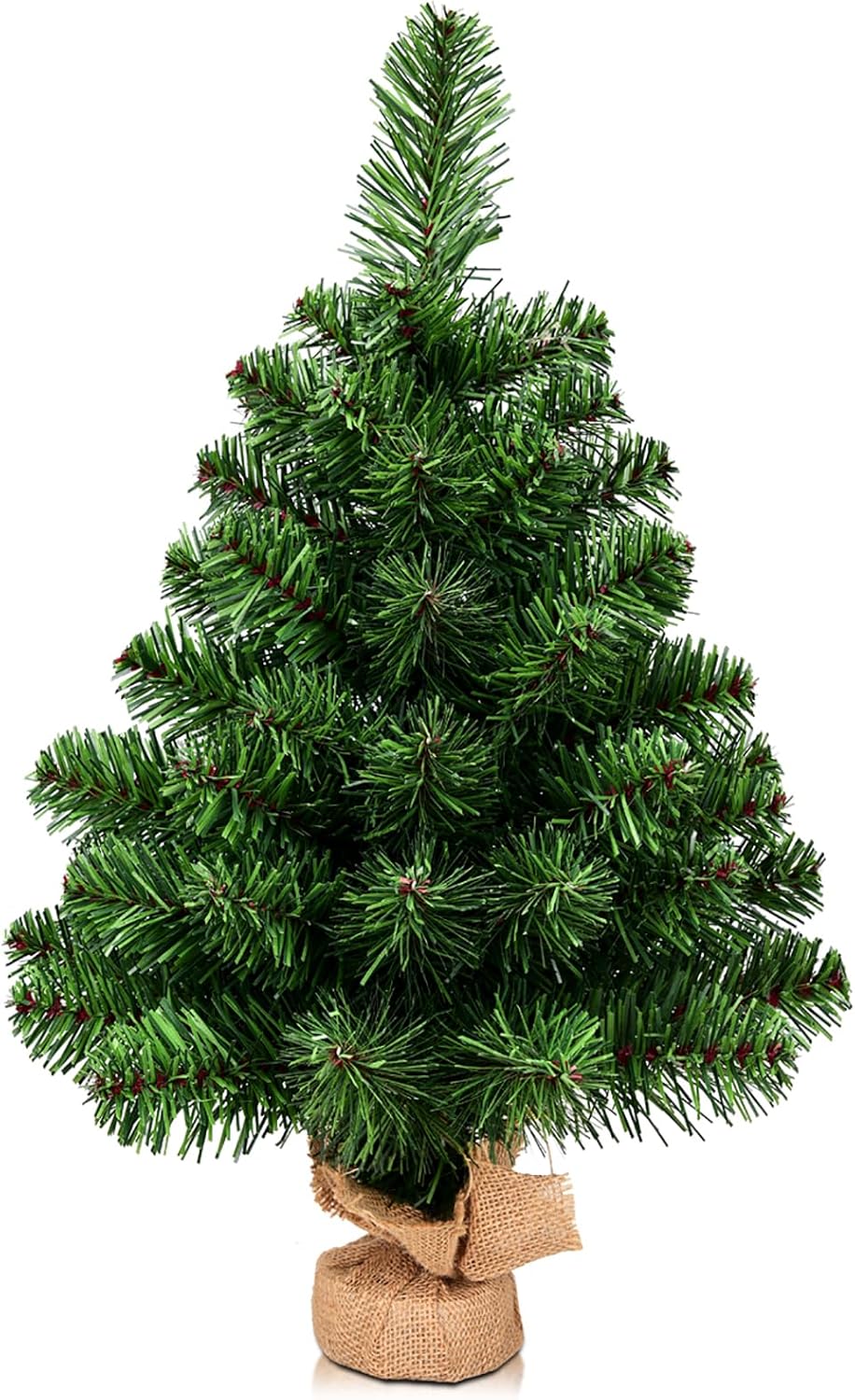 KOMFOTTEU 60 cm künstlicher Weihnachtsbaum Mini, Tisch Christbaum mit 67 Zweigspitzen, Kleiner Tanne