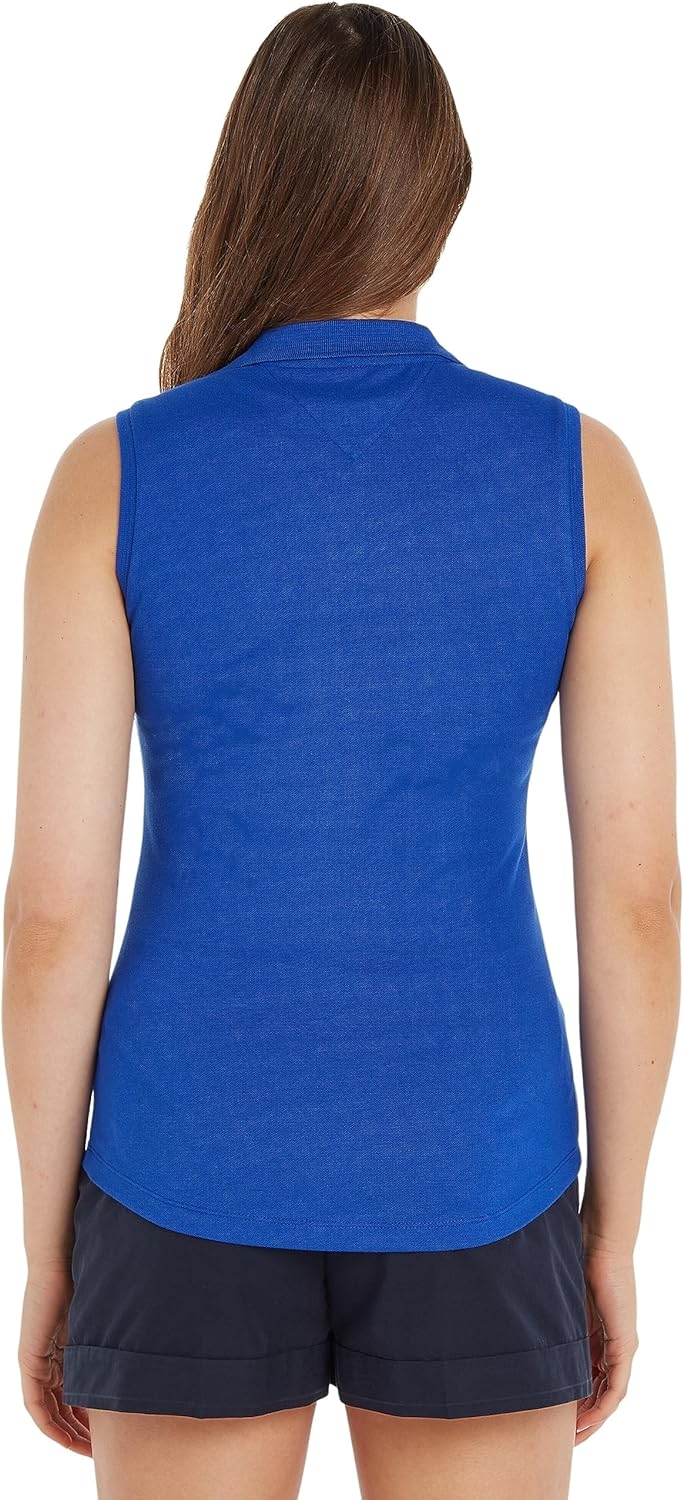 Tommy Hilfiger Damen Slim Collar Detail Polo Ns Kurzarm Poloshirts S Blau (Ultra Blue), S Blau (Ultr