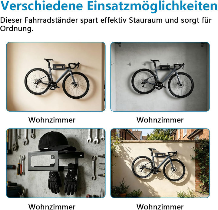 Fahrrad Wandhalterung, 3-in-1 Fahrrad Aufhängung Multifunktional