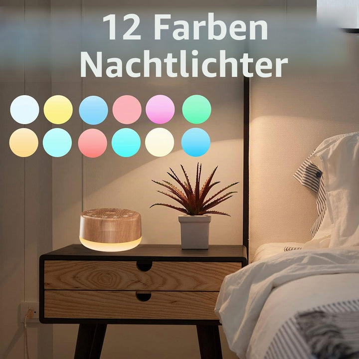 Easysleep Sound White Noise Machine mit 25 beruhigenden Geräuschen und Nachtlichtern mit Memory-Funk