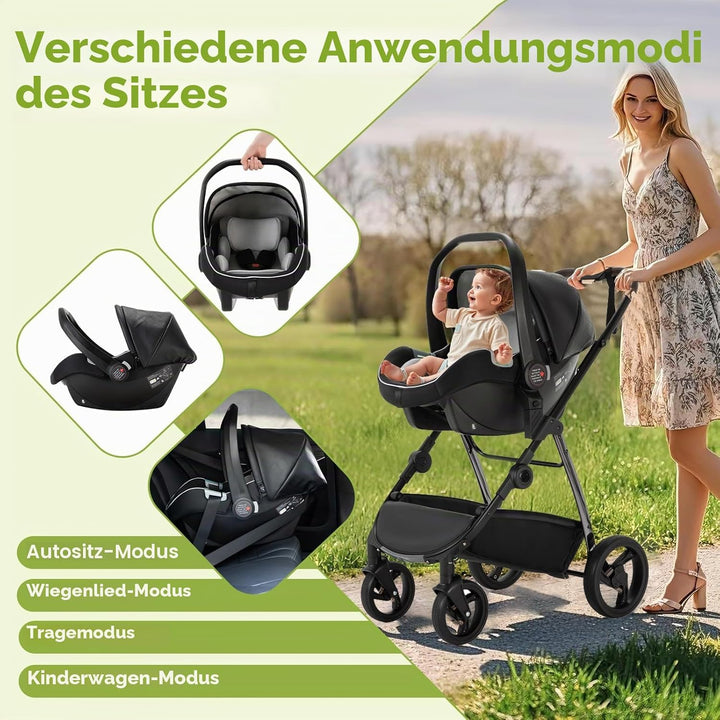 Kinderwagen 3 in 1, Stroller Set ist ein mit einer Hand faltbarer Aluminiumrahmen, Bergsteiger Kinde