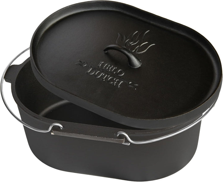 Dutch Oven Set Gusseisen 1,8L-13,6L – Feuertopf mit Deckelheber, Schmortopf mit & ohne Füsse, Schlit