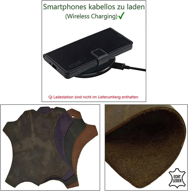 Suncase Book-Style Hülle kompatibel mit Google Pixel 7A 5G Leder Tasche (Slim-Fit) Lederhülle Handyt