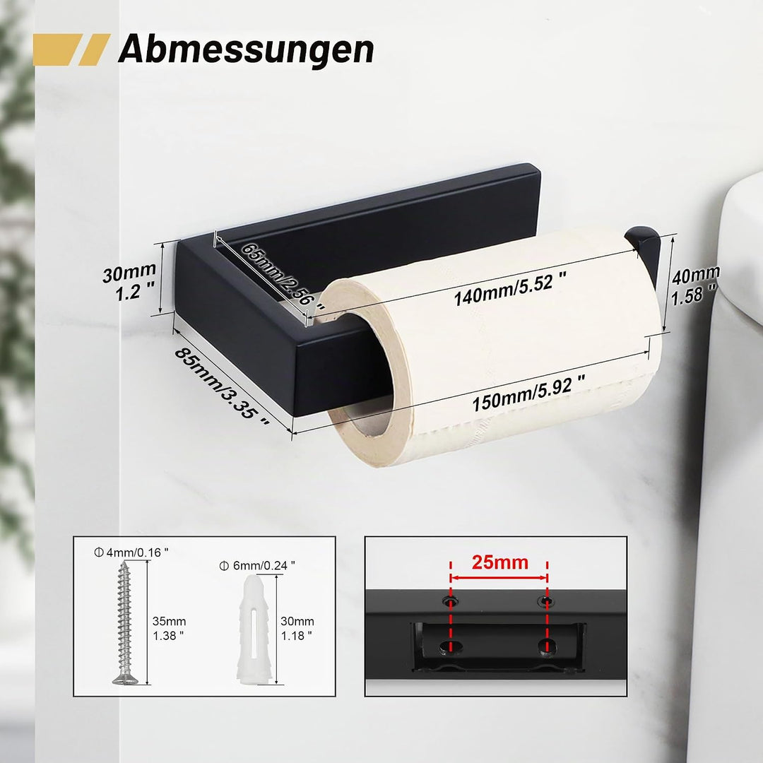 Toilettenpapierhalter Schwarz, SAYAYO Klopapierhalter Edelstahl Toilettenpapierhalter Bohren Toilet