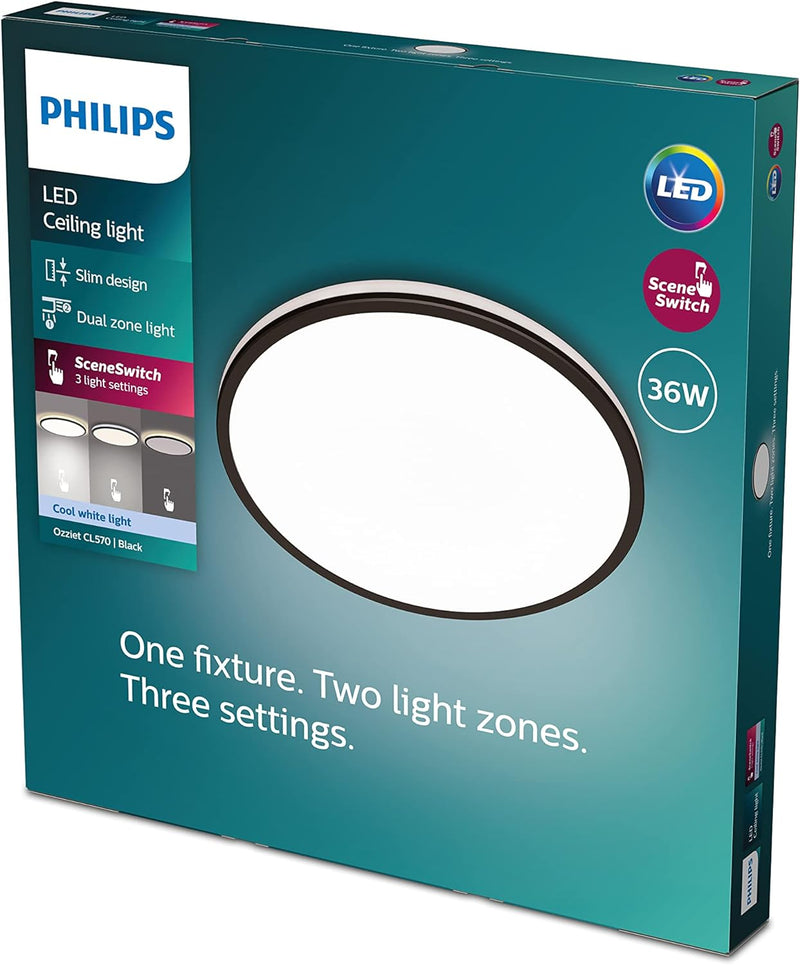 Philips LED Ozziet Deckenleuchte, SceneSwitch, Schwarz