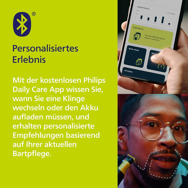 Philips OneBlade 360 Face & Body mit App-Anbindung - Elektrischer Bartschneider, Rasierer und Bodygr