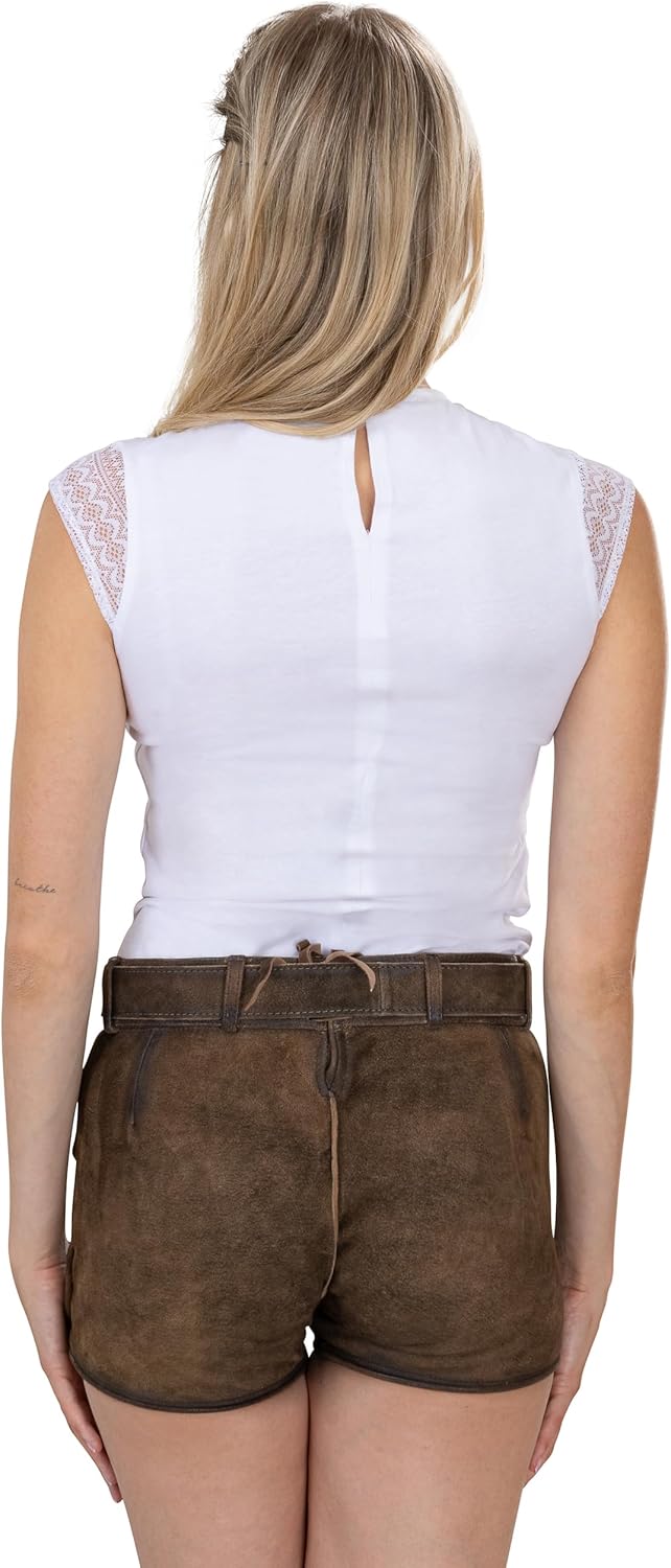 Trachtenbody aus Spitze - Eleganter und taillierter Damen Trachten Body – Stretch Trachtenbluse hoch