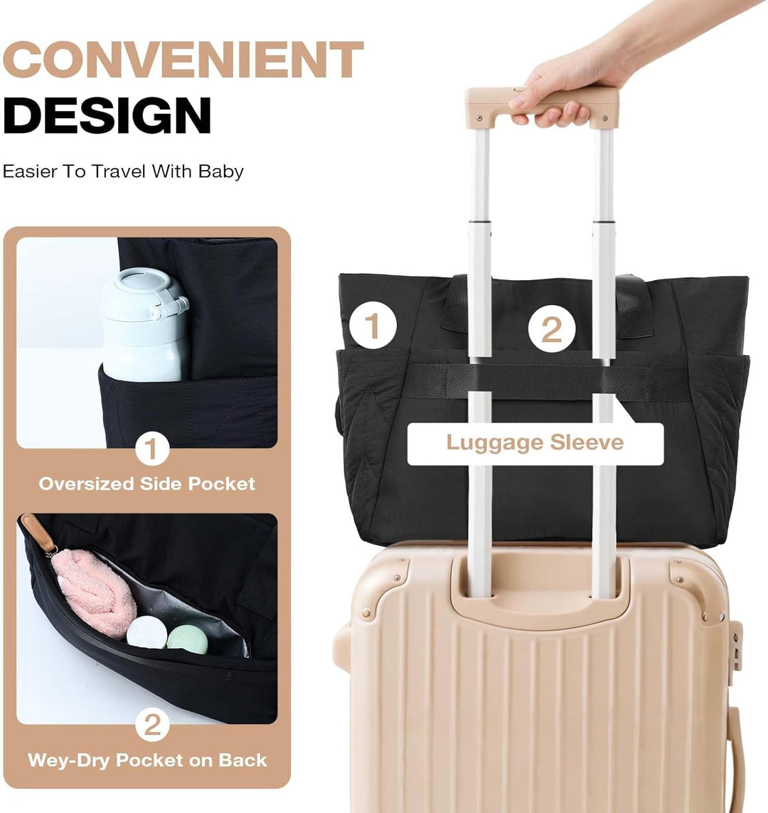 Lekesky Wickeltasche mit Schnullertasche und Wickelunterlage, Grosse Reisewindeltasche für Mama und