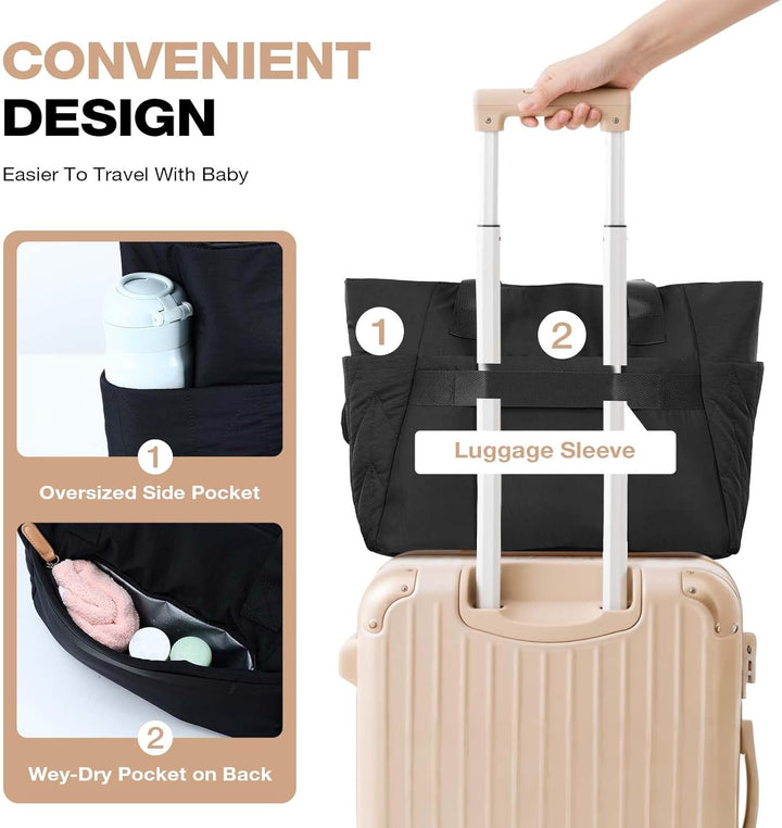 Lekesky Wickeltasche mit Schnullertasche und Wickelunterlage, Grosse Reisewindeltasche für Mama und