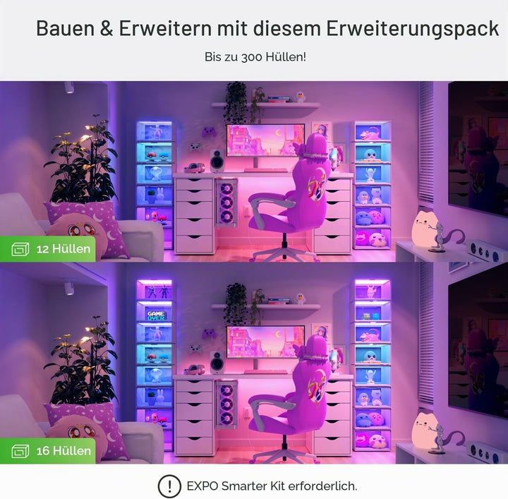 Nanoleaf Smart LED Schuhboxen Erweiterungspack, 1 Stapelbare transparente Vitrine für Figuren & Deko