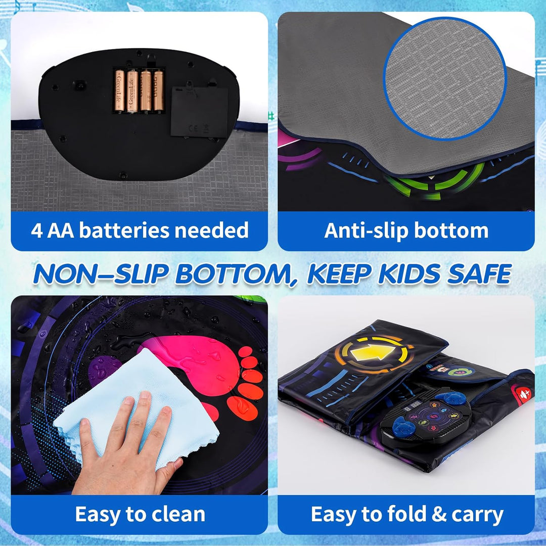 Bluetooth Tanzmatte Kinder Spielzeug für Kinder ab 3-12 Jahre mädchen, Musikmatte mit 6 Tasten, 9 Sc