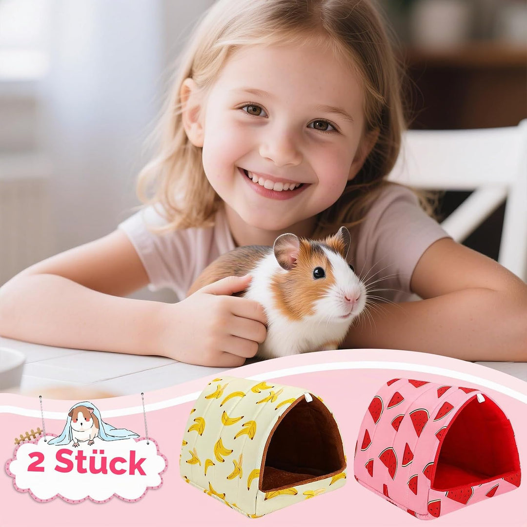 UPINS Meerschweinchenbett, Meerschweinchenversteck waschbar, Kleintierhaus, Käfigzubehör für Zwergka