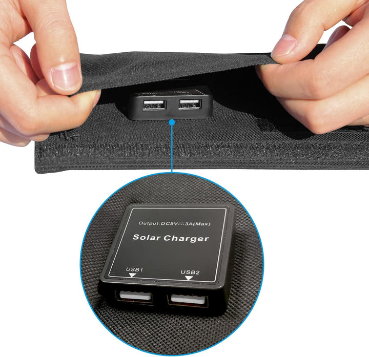 Litionite Arun 21W Faltbares und tragbares Solarpanel mit 2 USB-Anschlüssen - Ladegerät für Smartpho