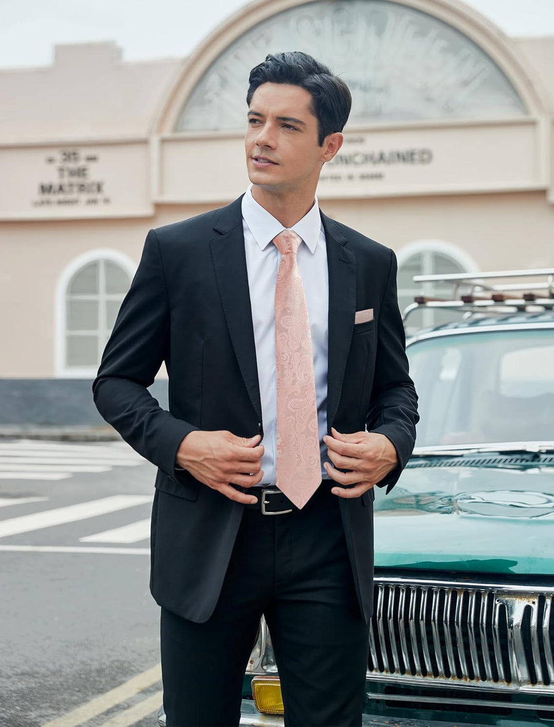 HISDERN Los 3 Stck Herren Krawatte Klassisch Elegante Krawatten und Einstecktuch Seidenkrawatte Set