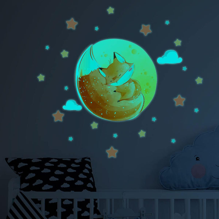 Ambiance Sticker Leuchtend Phosphoreszierend - Verträumter Fuchs - Fluoreszierender Deckenaufkleber