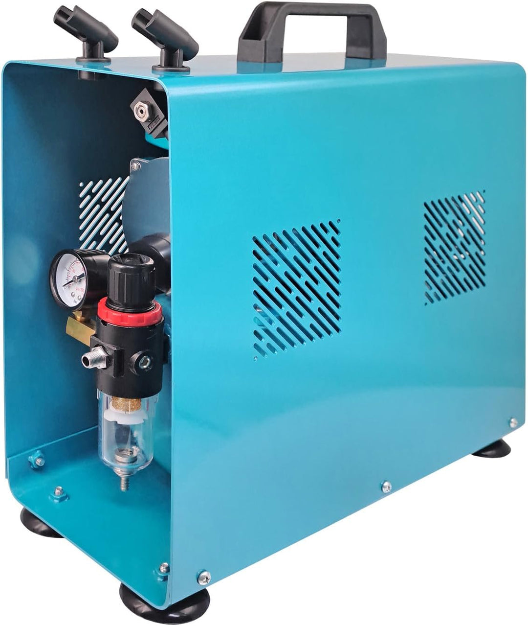 AMUR Airbrush Kompressor Duo-Power - Das Airbrush-Kit mit Doppel/Zweizylinder mit Schutzgehäuse für