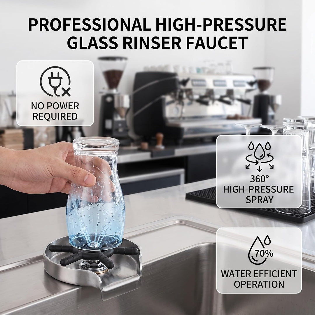 Jeffergarden Wasserhahn Gläserspüler Edelstahl Cup Washer Bar Glass Rinser Wasserhahn Bar Glasscheib