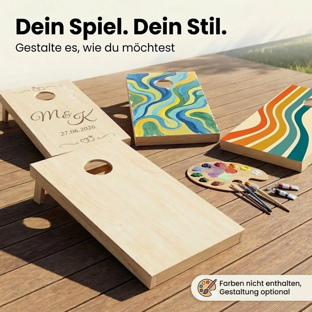 Cornhole Set aus Holz 90x60 cm – Hochwertiges Outdoor Wurfspiel für Garten & Freunde – inkl. 8 Bags
