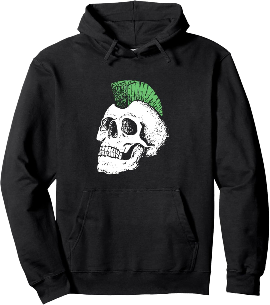 Saint Patricks Day Vintage Skull & Mohawk Funny Retro Pullover Hoodie