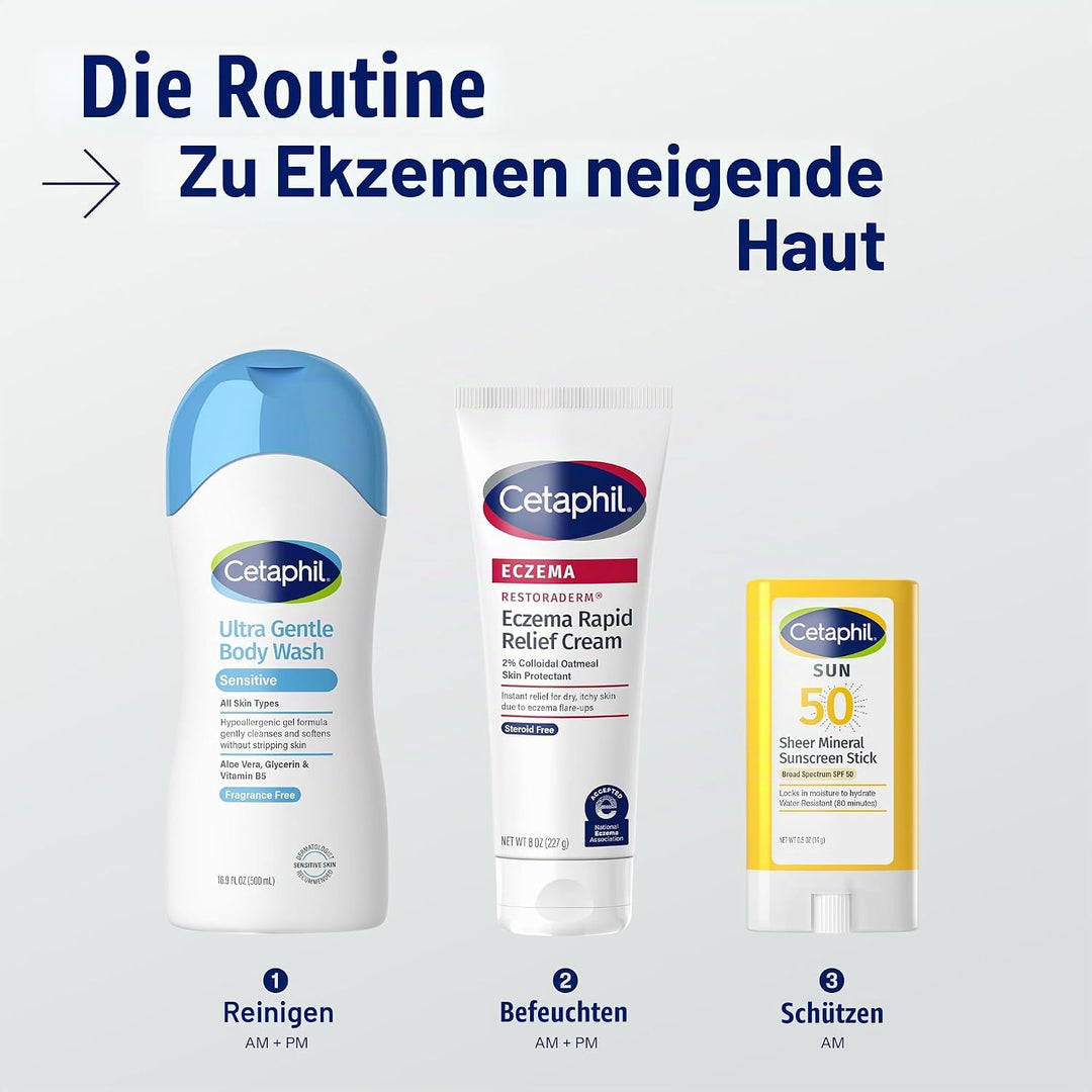 CETAPHIL ECZEMA RESTORADERM FLARE-UP RELIEF CREAM, For Eczema Prone Skin, 8 oz, Barrier Repair, 48 H