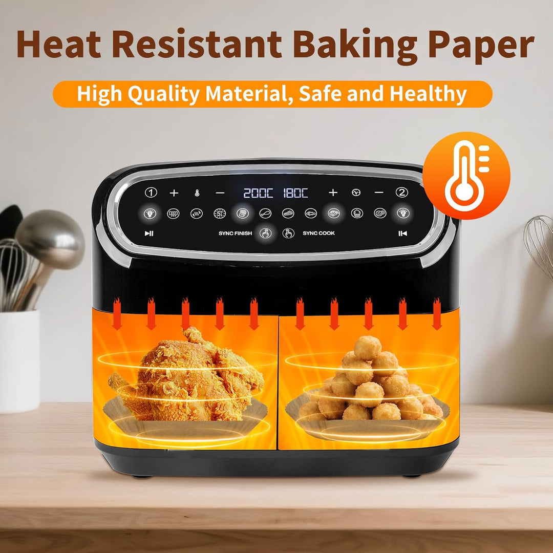 160 Stück Backpapier für Heissluftfritteuse Ninja AF500EU AF500EUCP 10.4L, Cecotec 9000, COSORI Twin
