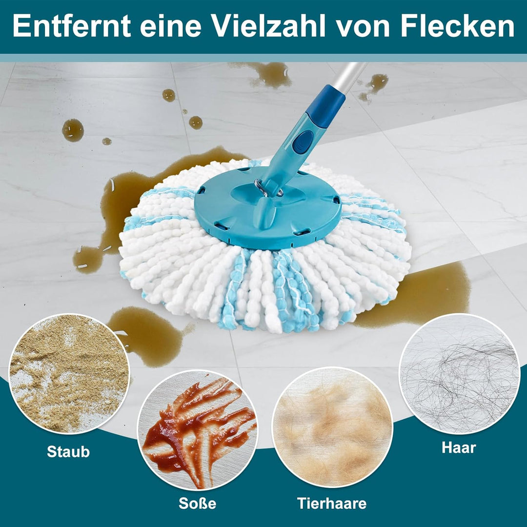 6 Stück Mop Ersatzkopf Kompatibel Mit Leifheit Clean Twist Disc Mop Systèmes,Doppelfasermop kann Eff