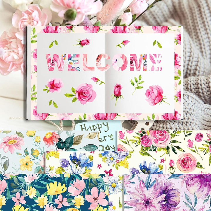 Florales Muster Scrapbook Papier, 30x30 cm, 24 Blatt/12 Designs Doppelseitiges Bastelpapier, Decoupa