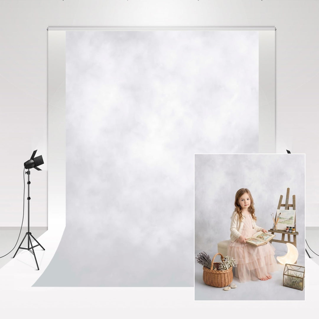 Kate Photocall Weiss 3x3m/10x10ft Vintage Foto Stusio Smokey Grey Portrait Hintergrund für Neugebore