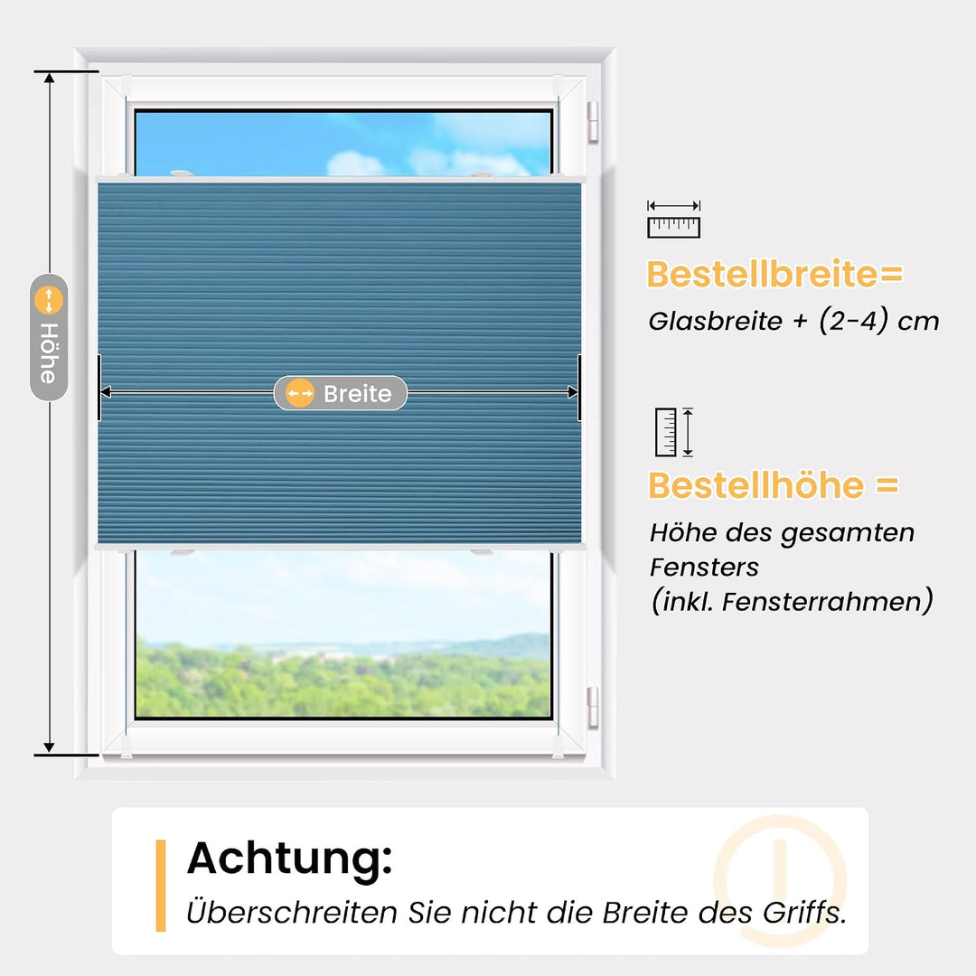 BelleMax Wabenplissee ohne Bohren verdunkelung Thermo plissee klemmfix, Blau-weiss 75x110cm 100% Bli