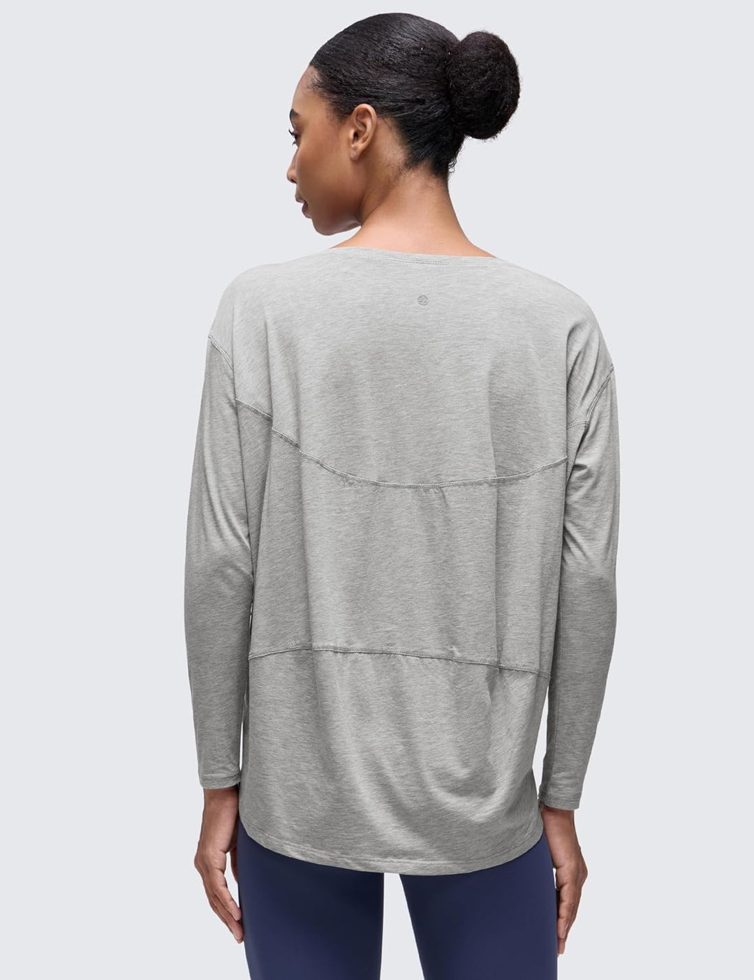 CRZ YOGA Damen Sport Langarmshirt Fitness Yoga Langarm Shirt Leichte Freizeit Longsleeve Baumwolle O