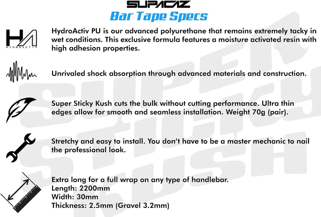 Supacaz Et Race One BT-22 Super Sticky Kush Ruban de guidon/guidoline Rouge