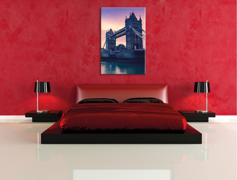 Pixxprint London, Format: 100x70 auf Leinwand, XXL riesige Bilder fertig gerahmt mit Keilrahmen, Kun