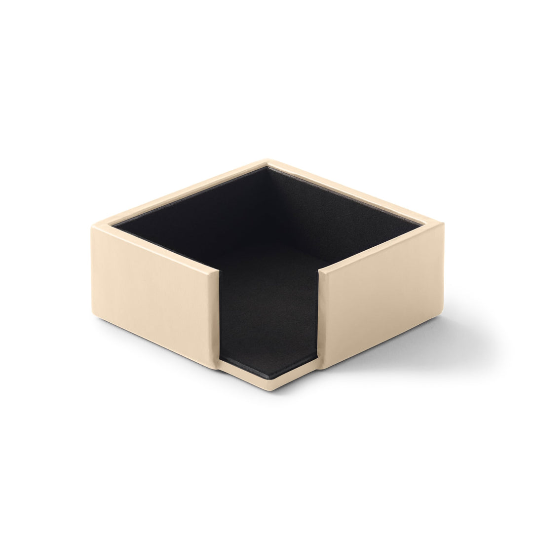 Eglooh - Minerva - Notizzettel Box Leder Beige - Zettelbox, Notizklotz, Zettelkasten für Schreibtisc