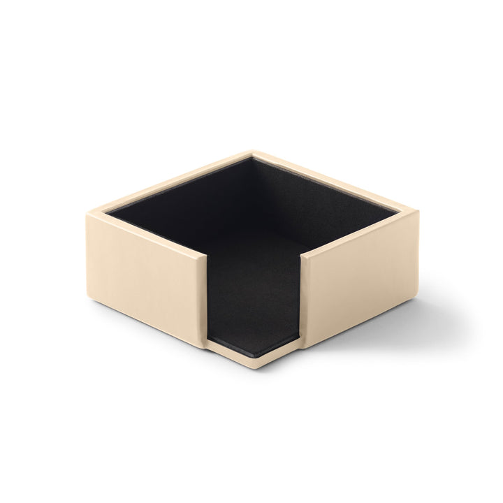 Eglooh - Minerva - Notizzettel Box Leder Beige - Zettelbox, Notizklotz, Zettelkasten für Schreibtisc