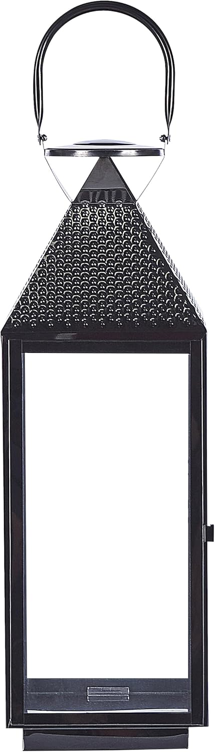 Dekorative Laterne aus Edelstahl und Sicherheitsglas schwarz 19 x 54 cm Bali