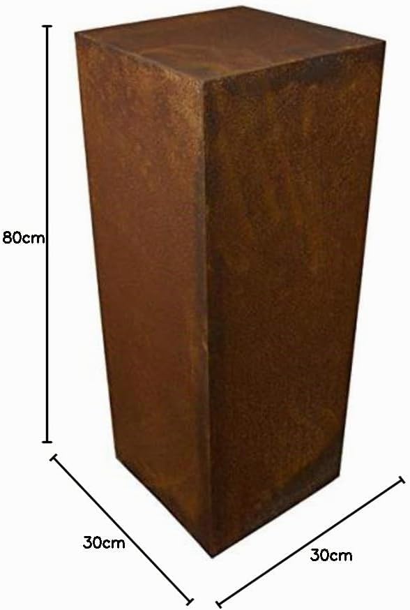 Manufaktur Lichtbogen Rost Säule 80 x 30 x 30 cm quadratisch Edelrost Gartendeko, 80 x 30 x 30 cm