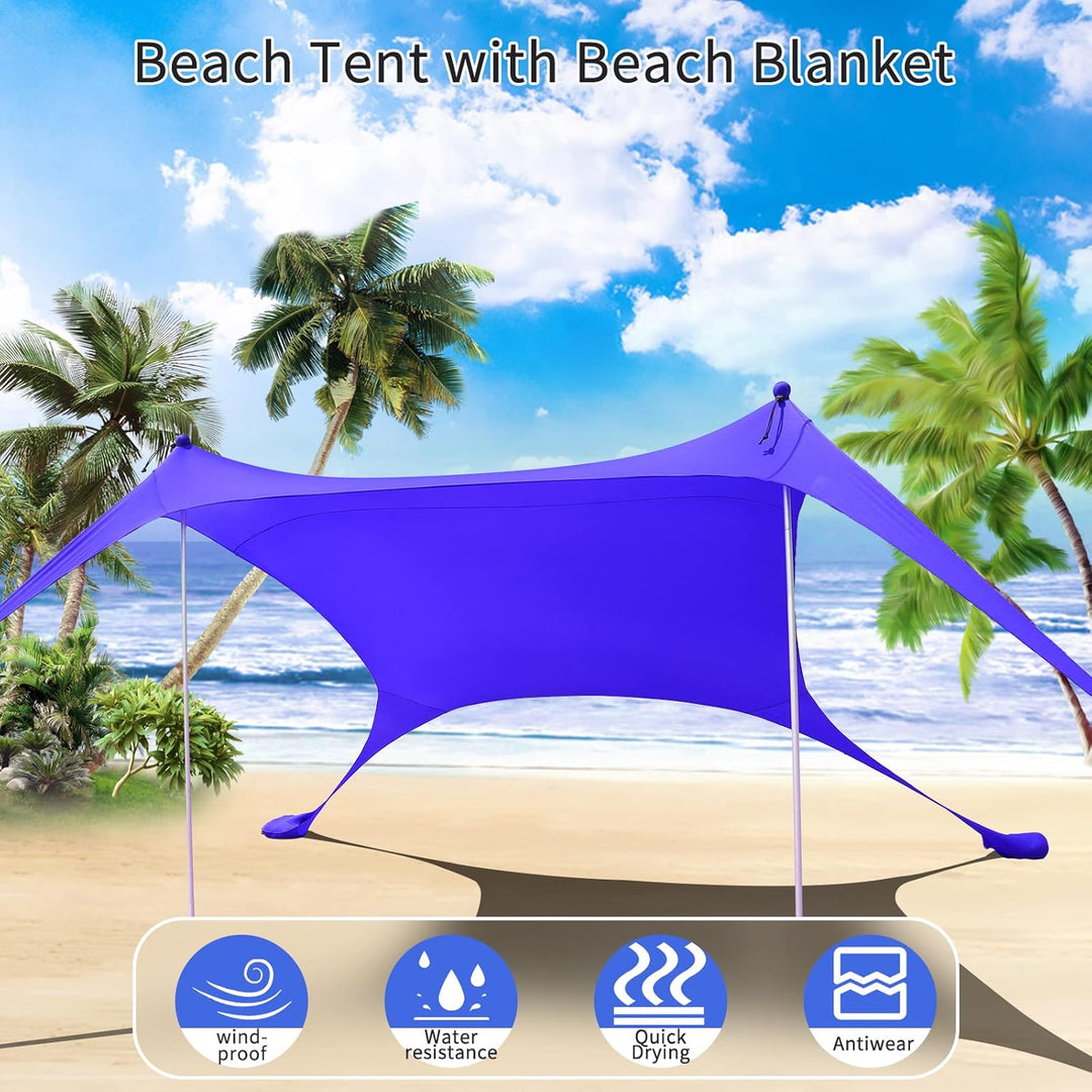Cuupo Strandzelt, Pop-Up, 2x2.1 m, LSF 50, Lycra, Sonnenschutz, für den Aussenbereich, Anti-Wind, So