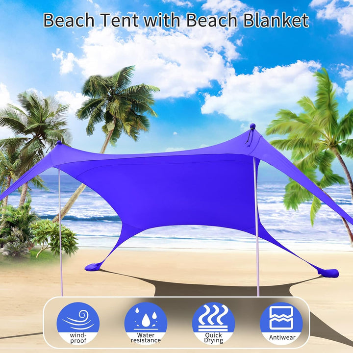 Cuupo Strandzelt, Pop-Up, 2x2.1 m, LSF 50, Lycra, Sonnenschutz, für den Aussenbereich, Anti-Wind, So