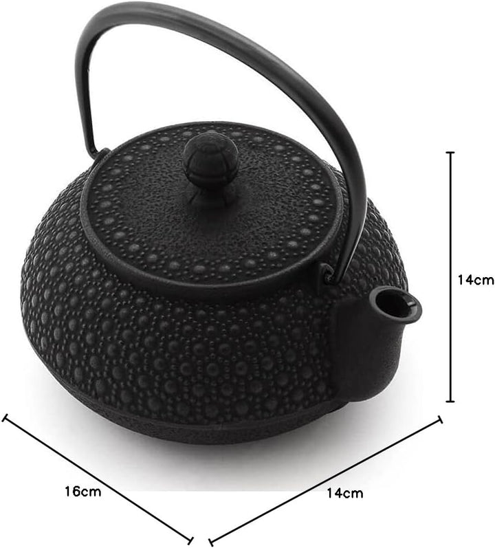 Iwachu Teekanne Gusseisen. Japanische Kyusu Kikko Original, Schwarz 650ml, 0,65 Liter Sieb-Einsatz E