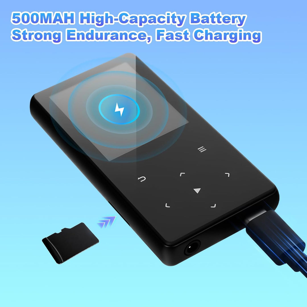 MP3 Player 64GB mit Bluetooth, Mini Digitaler Musik Player mit Lautsprecher, FM Radio, HiFi Audio, M