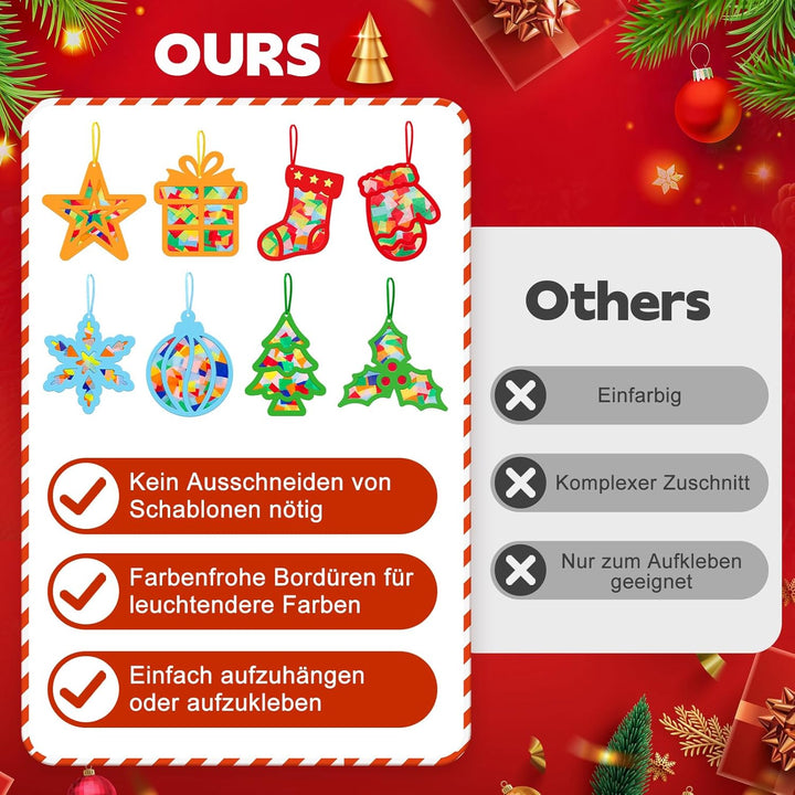 Bastelset Weihnachten Kinder,24 Stück Weihnachtsdeko,Winter Bastelset Sterne,DIY Weihnachts Fensterb
