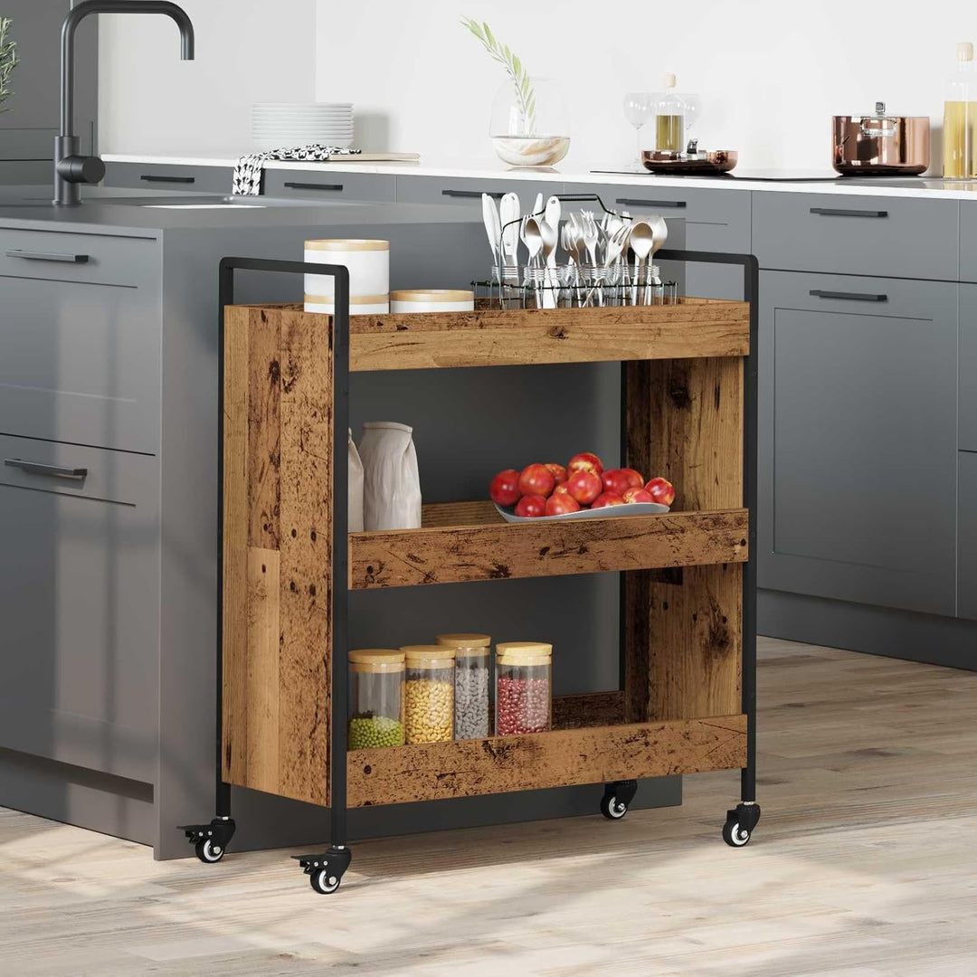 vidaXL Küchentrolley Altholz 70 x 30 x 82 cm Holzwerkstoff, Moderner Küchentrolley, robuster Holz, p