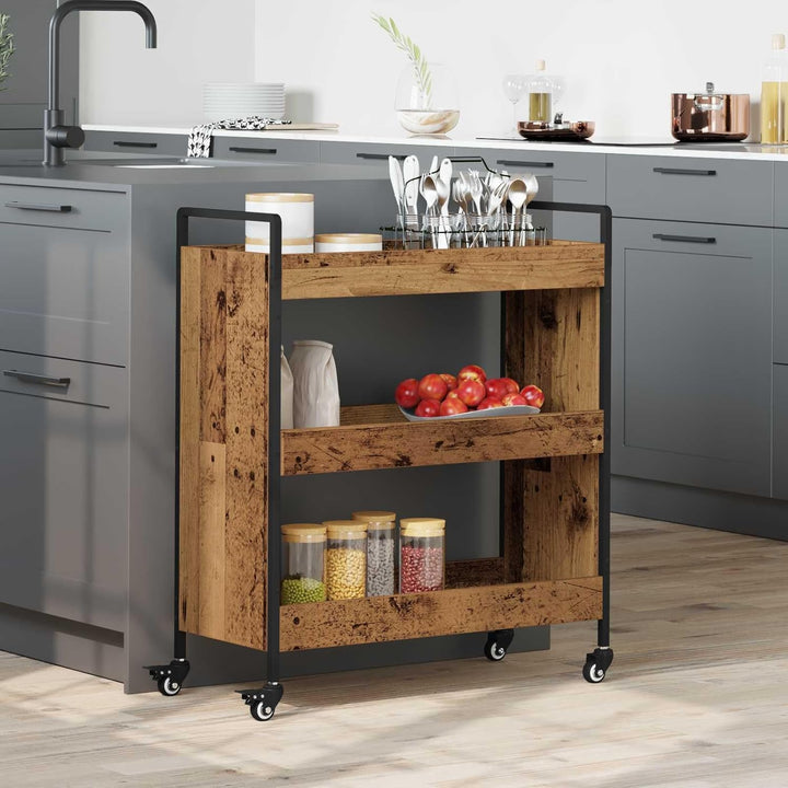 vidaXL Küchentrolley Altholz 70 x 30 x 82 cm Holzwerkstoff, Moderner Küchentrolley, robuster Holz, p