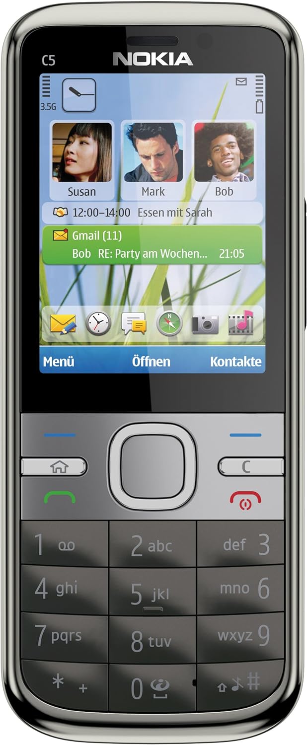 Nokia C5 Smartphone [neue Version] (5,6 cm (2,2 Zoll) Display, Bluetooth, 5 Megapixel Kamera) grau